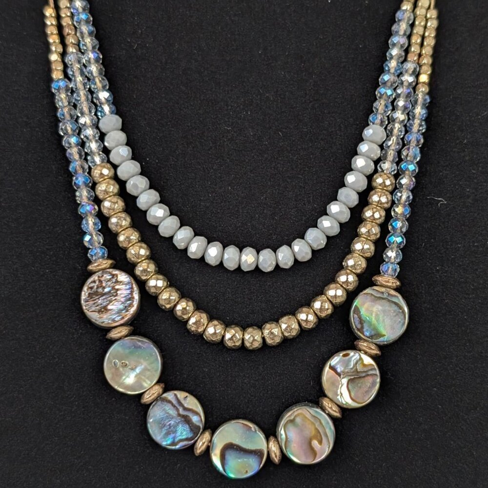 Charming Charlie 3-Strand Abalone Beaded Necklace - Picture 3 of 5